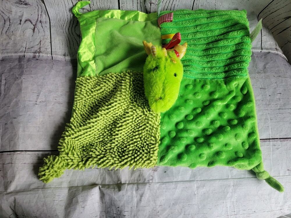 Green Dragon Lovey Security Baby Blanket Toy Make Believe Ideas Sensory Toy